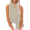 thumbnail image 6 of FDGIU Women's 2025 Summer Linen Shirts - Sleeveless Button Down Blouse, V-Neck Linen Tank Tops for Work/Casual, 6 of 6
