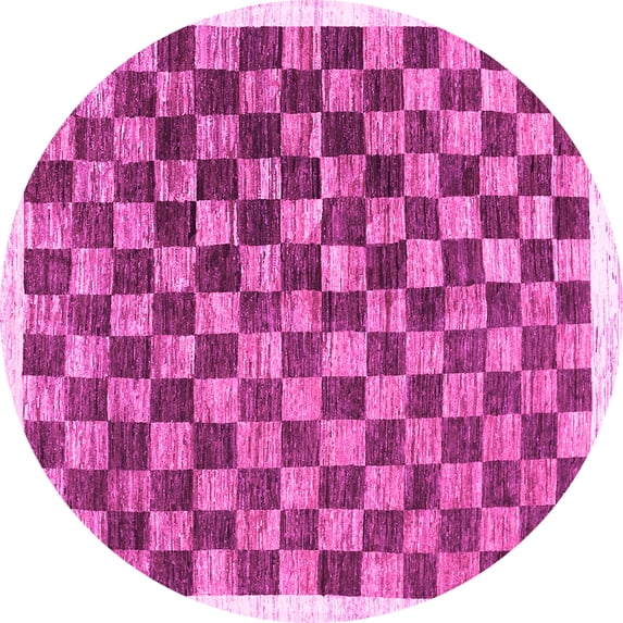 Ahgly Company Indoor Round Checkered Pink Modern Area Rugs, 5' Round