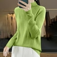 thumbnail image 4 of Itsame Women Knitted Sweater High Neck Pullover Sweatershirt Long Sleeves Sequin Solid Color Relaxed Sweatshirts Green Size 2XL, 4 of 4