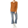 thumbnail image 2 of INSPIRE CHIC Junior's Cowl Neck Long Sleeves Buttons Decor Ruched Top, 2 of 5