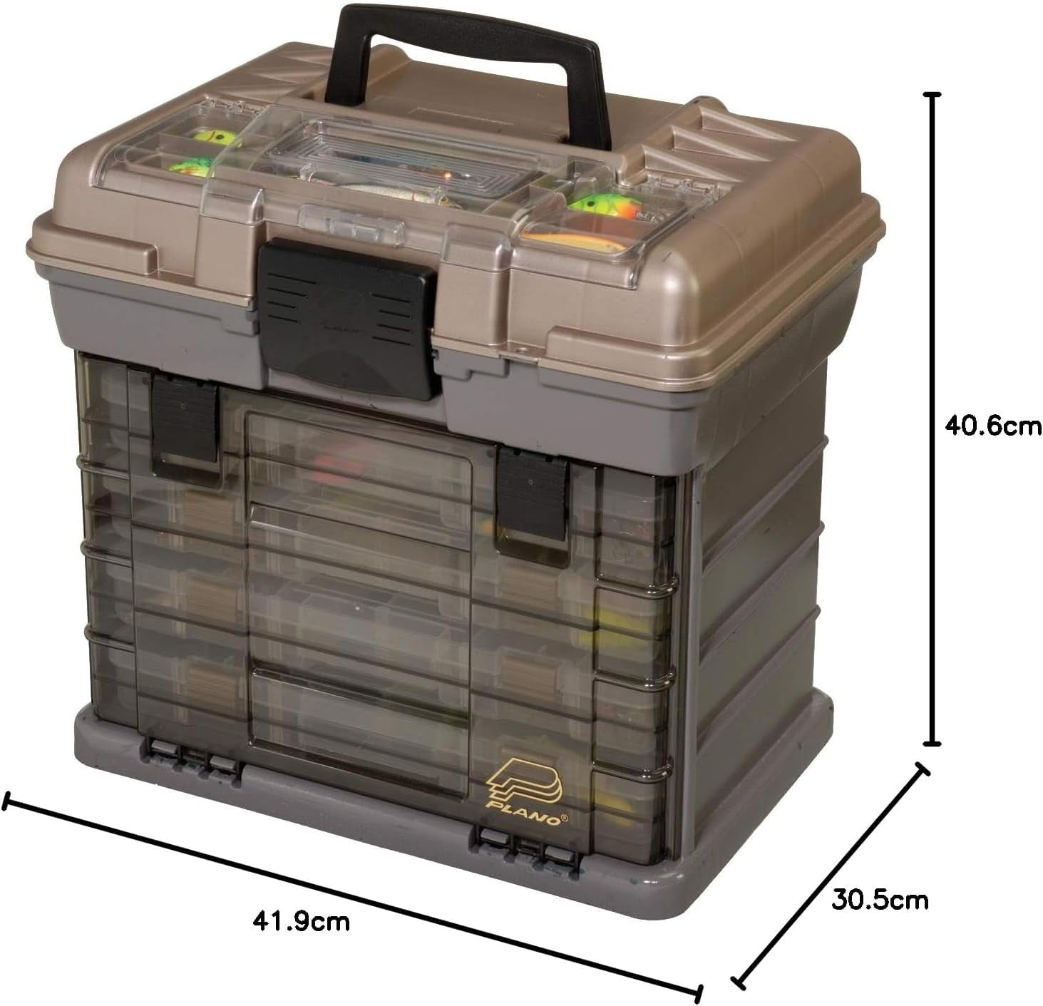 Plano Guide Series StowAway 4-By Rack System Tackle Box, Holds Four 3700 Utility Boxes, DuraView Clear Lid, Quick-Access Top Storage