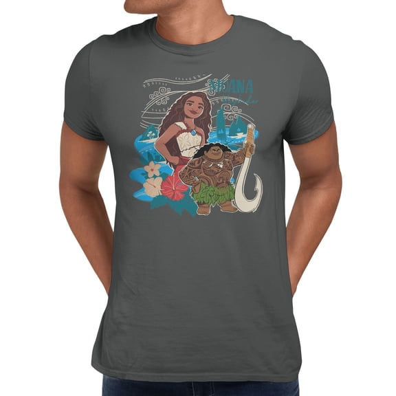 Disney Moana 2 Summer Tropical Men's T Shirt (Charcoal, S-XXXL)