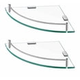 thumbnail image 1 of Estante de pared, estante esquinero de vidrio, estante de baño, estante de ducha, estante de vidrio templado con barra para toallas, 1 pieza, doble capa, acero inoxidable brillante, 1 of 5