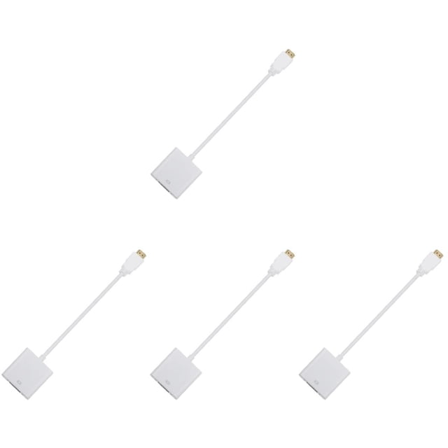 PinesC 4pcs vga cable Adapter Office Supplies Convert Cable Video Cable Video Converter Home Converter Home VGA Converter Multifunction conversion line 1080p abs white