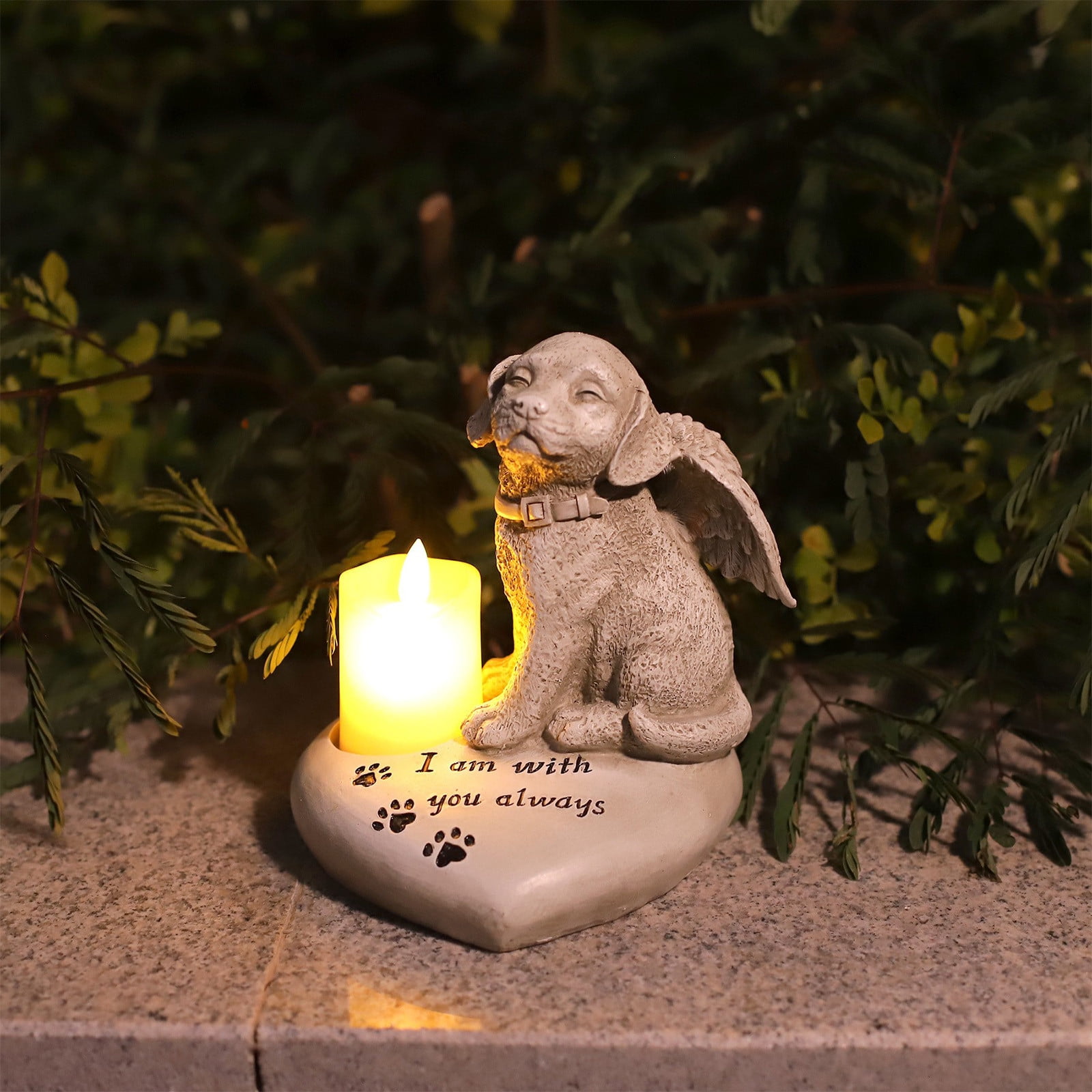 Angel Dog Tombstone Statue - Durable Resin Pet Memorial for Outdoor Garden Decor, Animal Grave Marker Sculpture Craft Ornament
