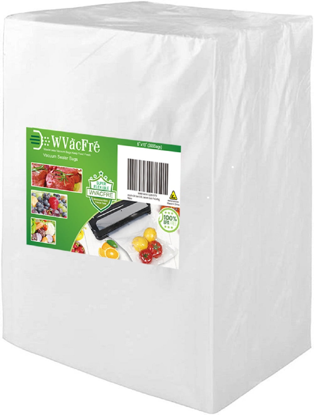 WVacFre 300 Pint 6x10 inch Food Saver Vacuum Cleners Seal Bag for Food