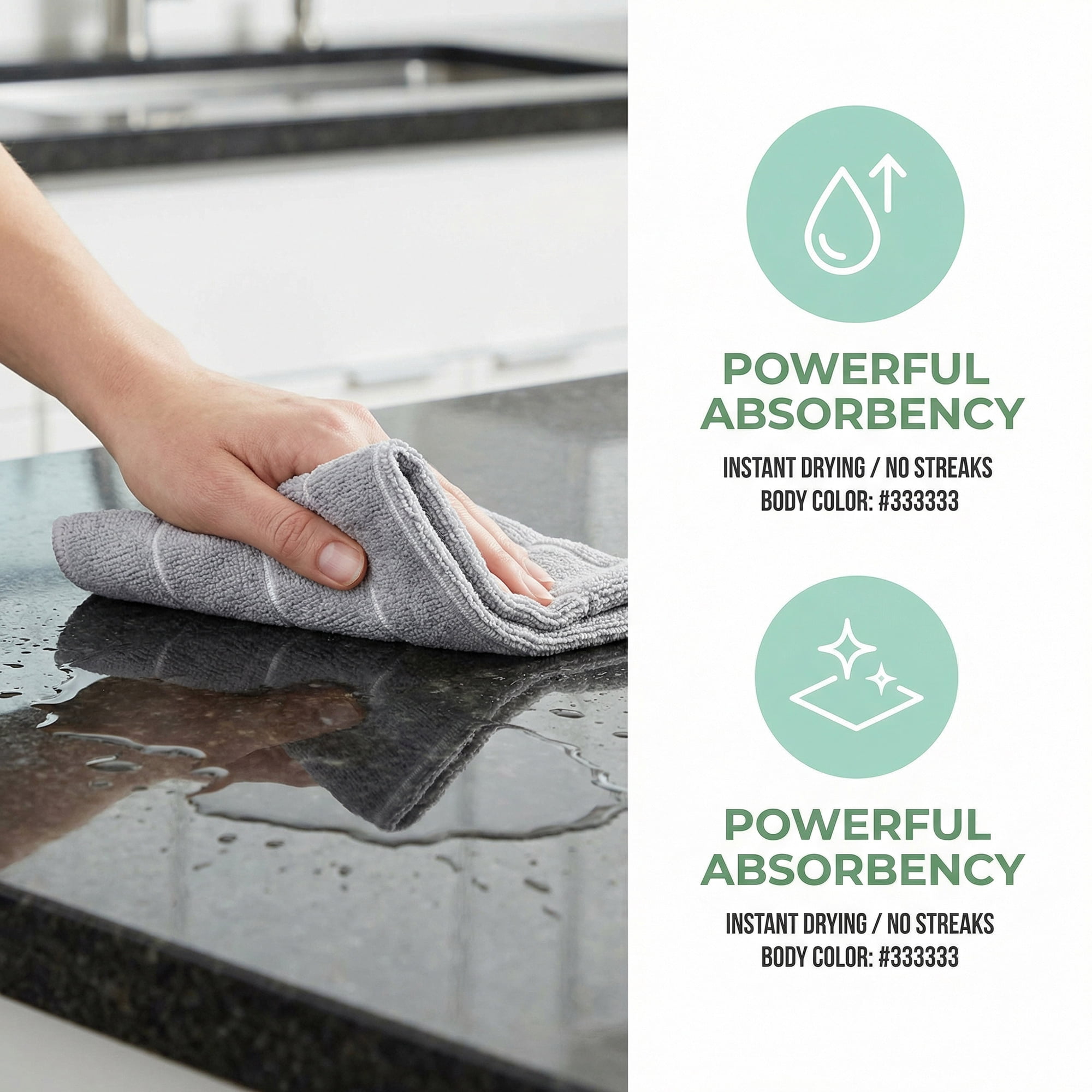 Unique Bargains 3pcs Microfiber Absorbent Striped Cleaning Cloths Grey 12" x 12"