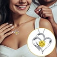 thumbnail image 3 of YUEHAO Necklaces & Pendants Female Twelve Months Heart Shape Letters Pendant Love Zircon Necklace Heart To Heart Birthstone Pendant Necklace K, 3 of 4