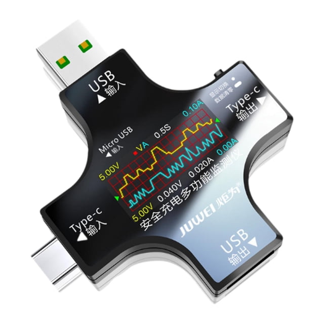 Amperímetro de Voltaje Kusrkot Medidor de Potencia USB Portátil Tipo C Estilo A