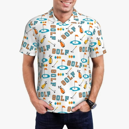 Goofa Golfing Clubhouse Print Mens Polo Shirts Quick Dry Short Sleeve Golf T Shirt Performance Moisture Wicking Casual Workout-Small