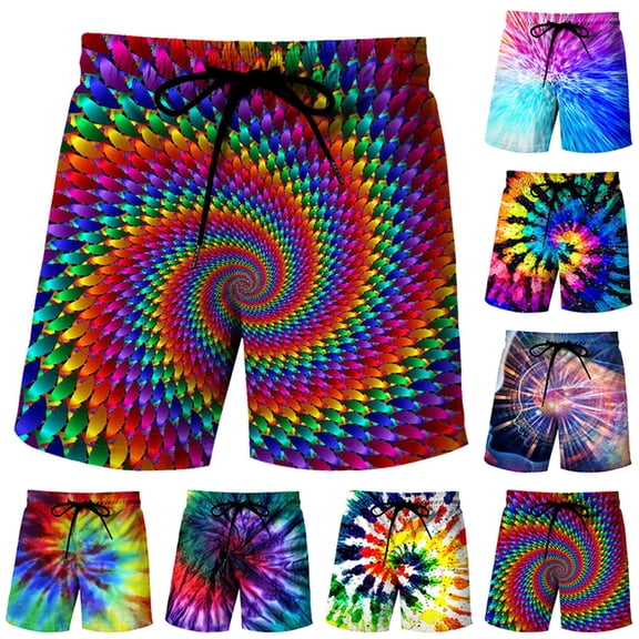 XINPING Men's Swim Trunks Casual Retro Hawaiian Print Quick-Dry Pool Swimming Trunks with Pockets Stretch Fabric Beach Wear