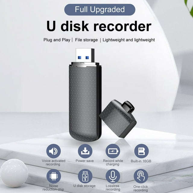 EIGTHTAIL 16GB Audio Recorder with Playback Voice Activated Recorder Small Tape Recorder for Lectures Meetings Interviews Mini Audio Recorder USB Charge MP3