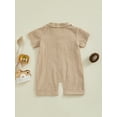 thumbnail image 3 of Bagilaanoe Newborn Baby Boys Summer Jumpsuit Short Sleeve Bodysuit 3M 6M 12M 18M Infant Cotton Linen One Piece Romper, 3 of 8