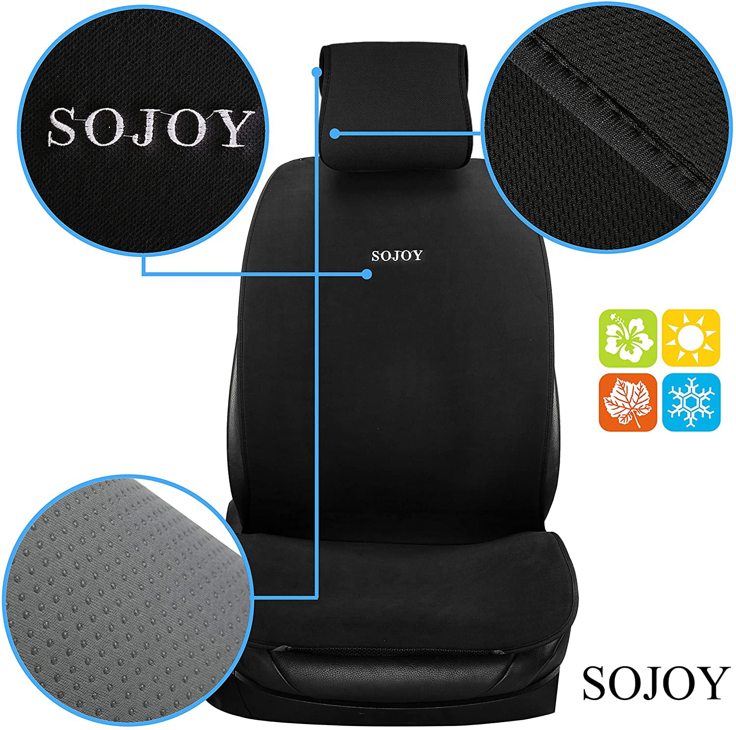 No-Slip Technology Car seat Protection for All Workouts Grey with Quick-Dry Microfiber Seat Protector All-Weather Sojoy IsoTowel Car Seat Cover 