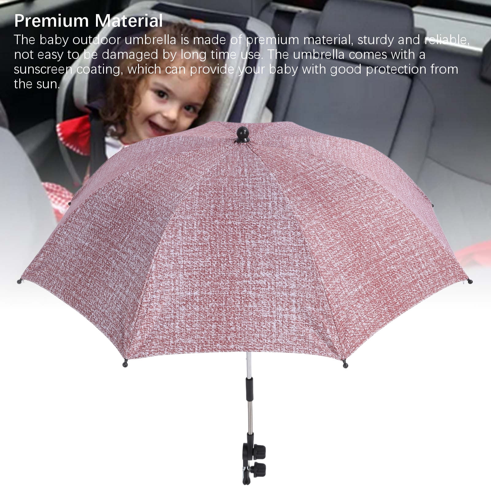NFTIGB Baby Stroller Parasol Clip-On Sun Shade Protection Umbrella Adjustable Clamp for Outdoor Beach 85cm Large Denim Red