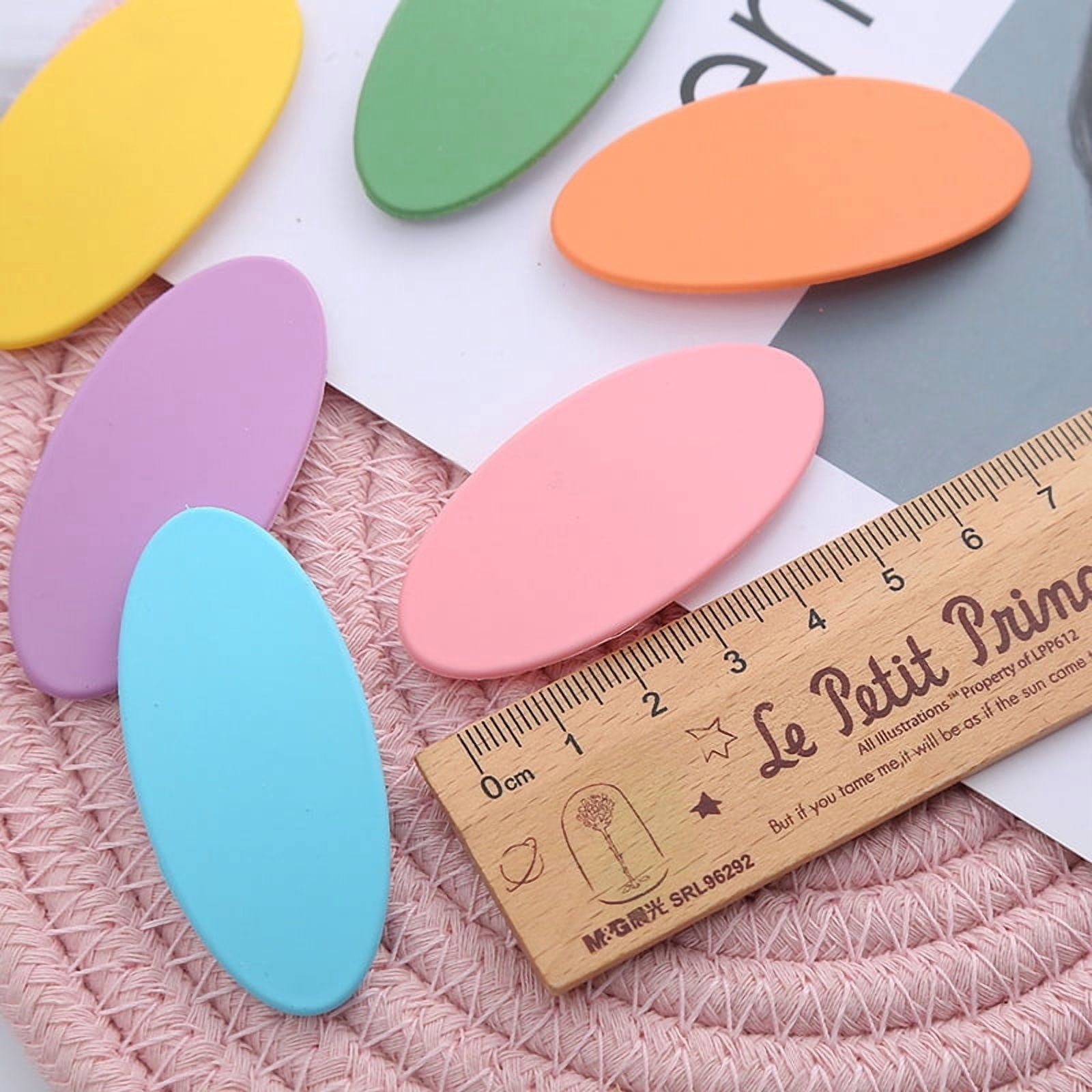 50pcs Frosted Plastic Snap Hair Clips with Metal Clip for Women and Oval Mixed color 56x26mm