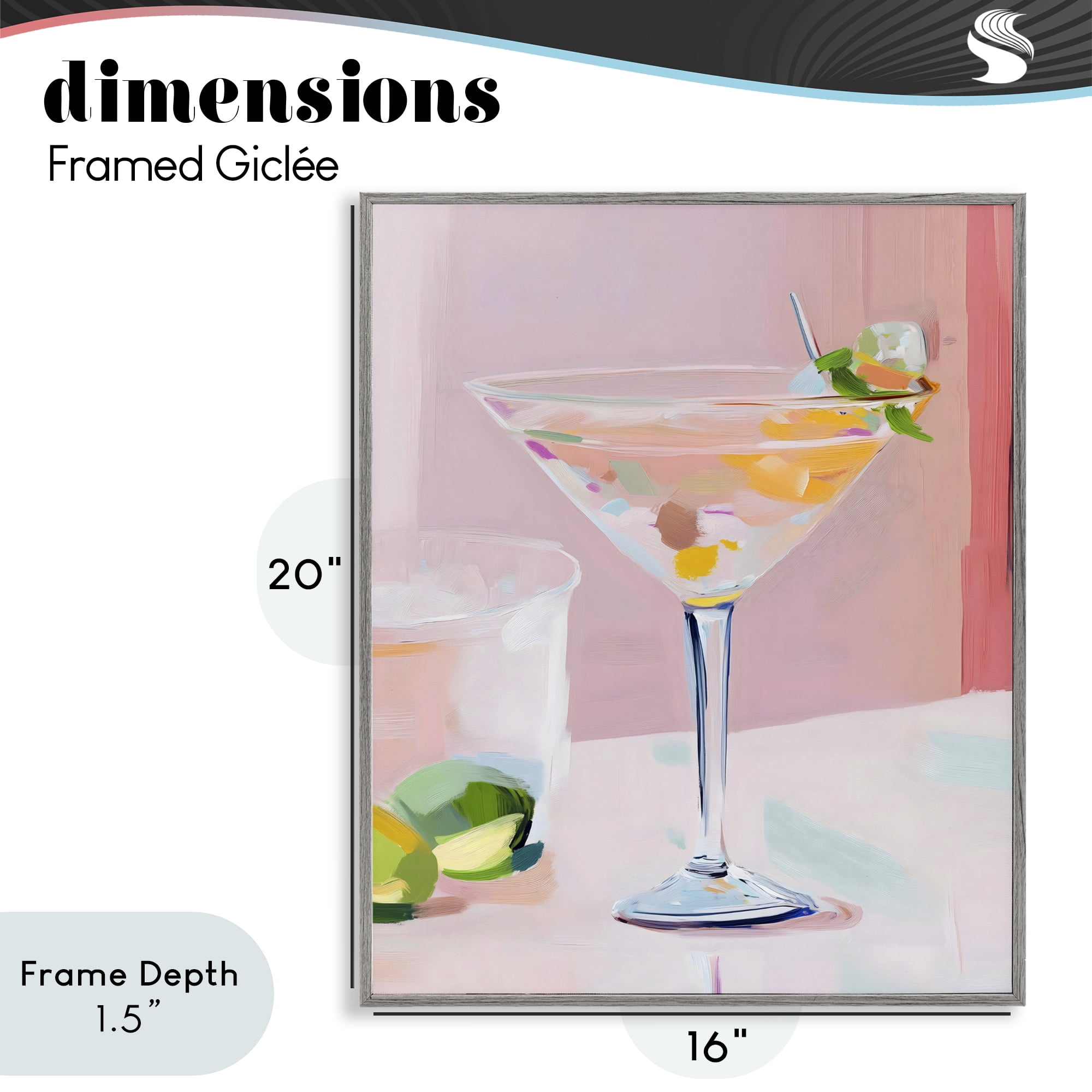 Stupell Industries Pink Martini Bar with Lime Gray Framed Giclee Art, design by The Prints Vibe