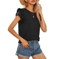 thumbnail image 6 of luethbiezx Women Ruffle Short Sleeve Round Neck Loose Fit T Shirts Casual Dressy Tunic Tops Blouse, 6 of 7