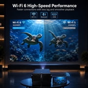 HAPPRUN Official Licensed Google TV Projector with WiFi and Bluetooth, Supported 4K Smart Projector with Dolby Audio, Auto Focus & Keystone, Built-in Streaming Apps, 2000 ANSI Lumens Movie Projector