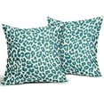 Teal Leopard Print Pillow Covers 18x18 Set of 2 Cheetah Animal Pattern