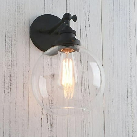 

XTMPMY Rustic Vintage Industrial 1-Light Sconce - Antique Mount Light Fixture with 7.9” Round Clear Glass Shade - Unique and Charming Addition to Your Home Décor