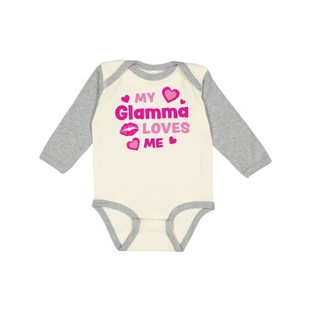 

Inktastic Valentine s Day My Glamma Loves Me Hearts and Lips Gift Baby Boy or Baby Girl Long Sleeve Bodysuit