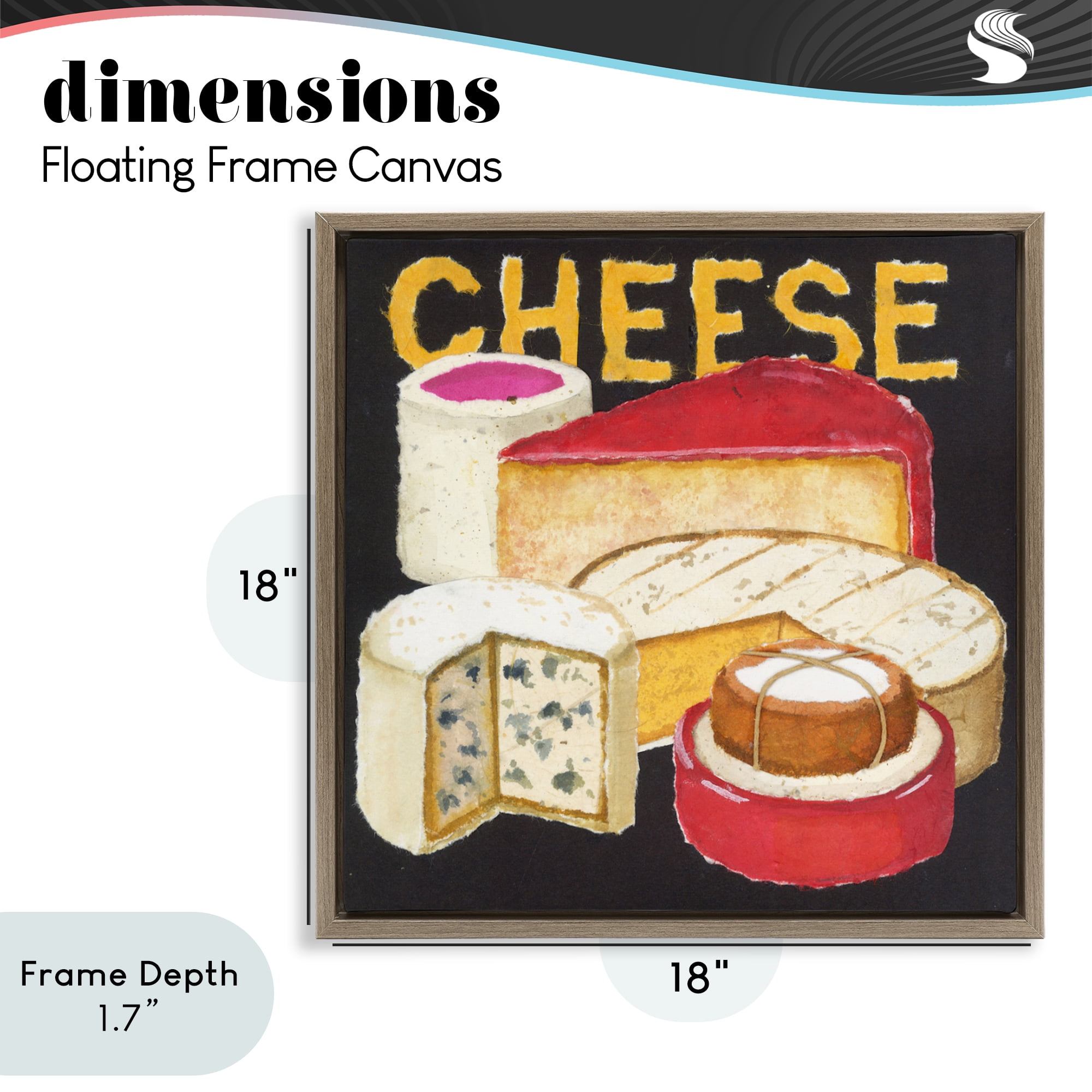 Stupell Industries Assorted Cheese Wheels Brown Framed Floater Canvas Wall Art, design by Nancy Overton