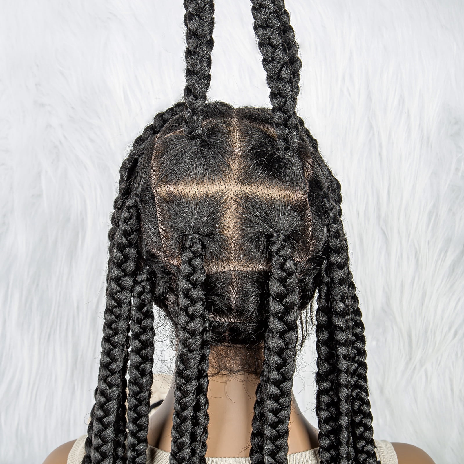 Full Lace Cornrow Braids Synthetic Lace Front Wig 36 Inches Big Square Knotless Box Braids Wig with Baby Hair Braided Wigs for Black Women