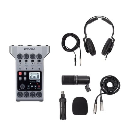 UPC: 0196271542629 | Zoom PodTrak P4 Portable Multitrack Recorder Bundle with ZDM-1 Podcast Pack