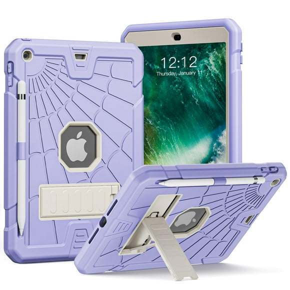 Funda para iPad SIBEITU para niños de 9,7 pulgadas con soporte para lápices, color morado