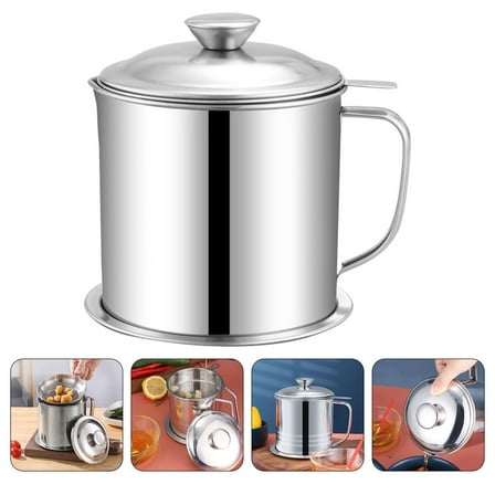 Niceauty Oil Canister Oil Storage Bottle Stainless Steel Silver 1Pc