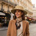 thumbnail image 6 of Slccxzc Elegant Fedora Hat with Floral Embellishment Retro Wide Brim Hat Panama Floppy Cap for Wedding Race Banquet Tea Parties, 6 of 7