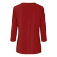 thumbnail image 5 of Fgnfyis Haut à Manches 3/4 pour Femmes Été Décontracté Polyvalent Raglan Col Rond Chemise Décontractée T-Shirts pour Femmes Rouge_001 S, 5 of 5