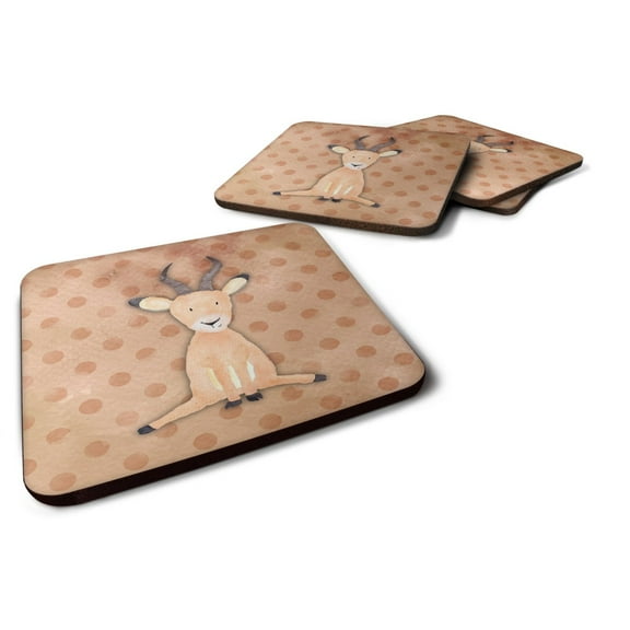 Polkadot Antelope Watercolor Foam Coaster Set of 4