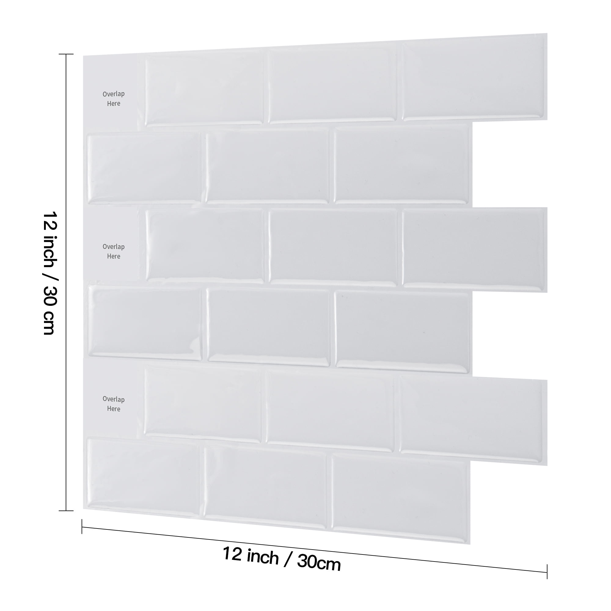 Art3d 10-Pack 12"x12" Peel and Stick Backsplash Tile,Wall Stickers for Kitchen,RV,Laundry Room,White Subway Tile