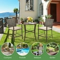 thumbnail image 4 of Costway 3PCS Patio Rattan Bar Furniture Set Slat Table 2 Cushioned Stools Poolside Brown, 4 of 9