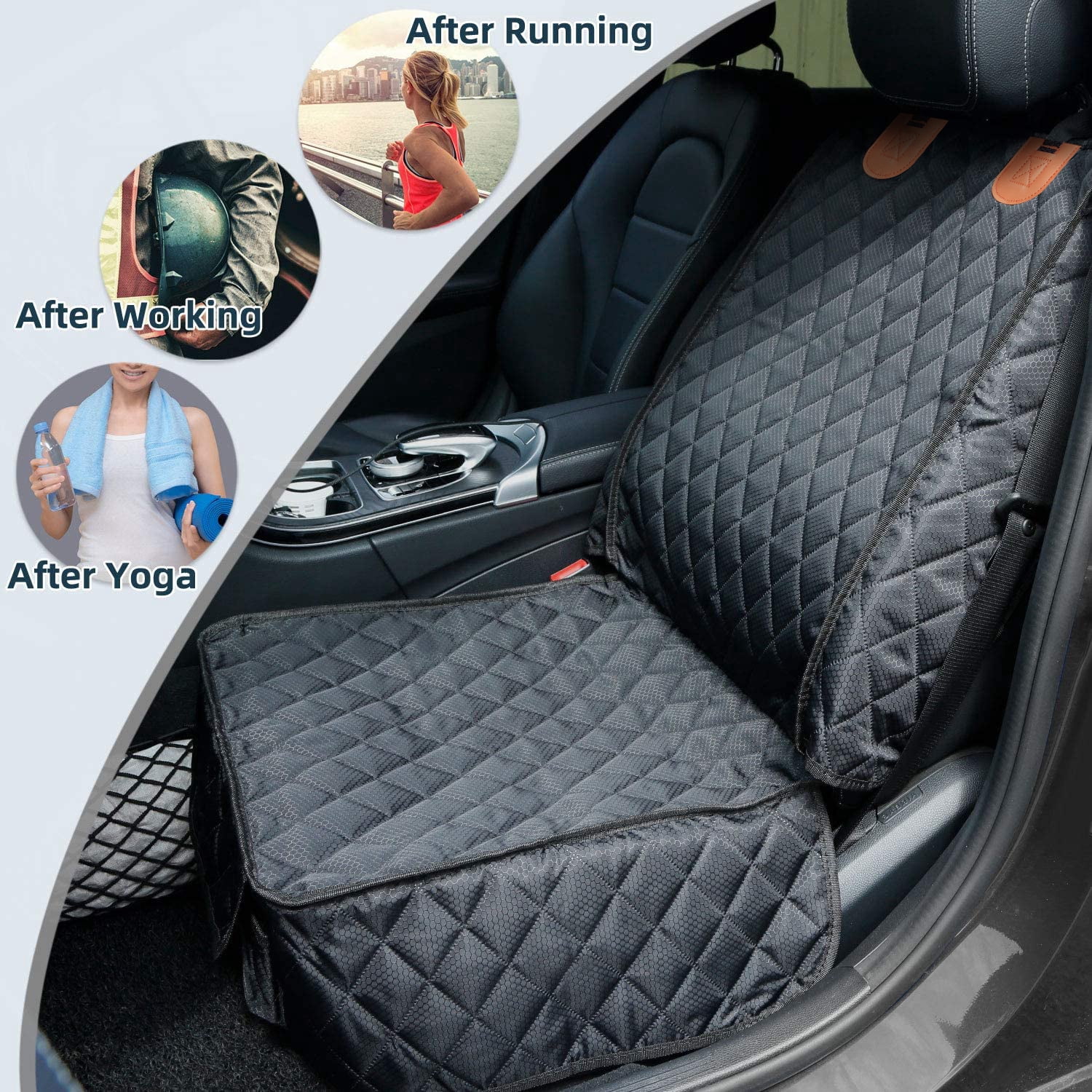 SMATTO 2 Pack Dog Car Seat Cover for Front Seats, Full Protection Dog Car Seat Cover with Side Flaps, Nonslip Scratchproof Captain Chair Seat Cover Fits for Cars, Trucks, SUVs, Jeep, Black