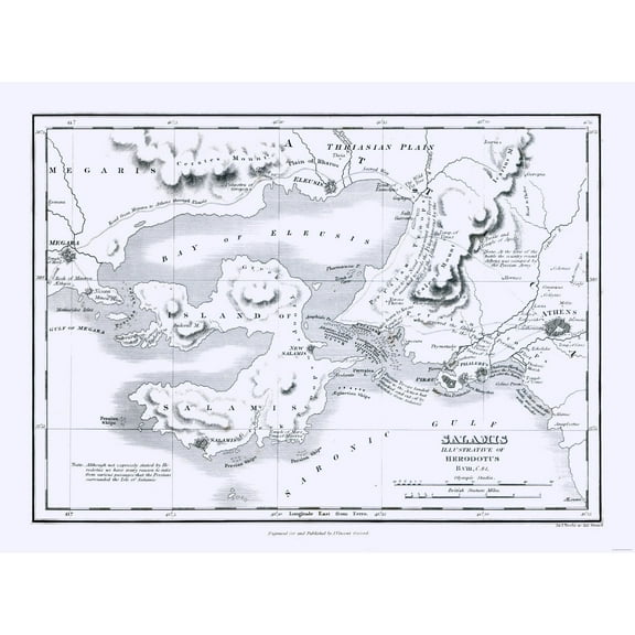 Historic Map - Salamis Island Greece - Oxford 1828 - 31.01 x 23 - Vintage Wall Art