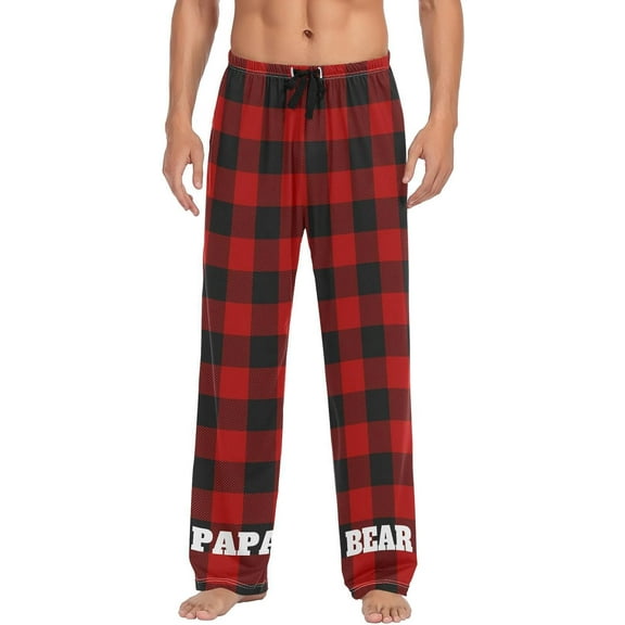 Top-kevin Christmas Winter Men's Pajama Pants Red Black Tartan Plaid Checked Super Soft Lounge Pajama Bottoms with Pockets