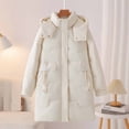 thumbnail image 2 of Olyvenn Women's Warm Thickened Parka Coat Winter Puffer Jacket with Removable Hood 2025 Fashion Quilted Jacket White XL, 2 of 3