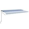 Awning Manually Retractable with LED 600x300 cm Blue & White?