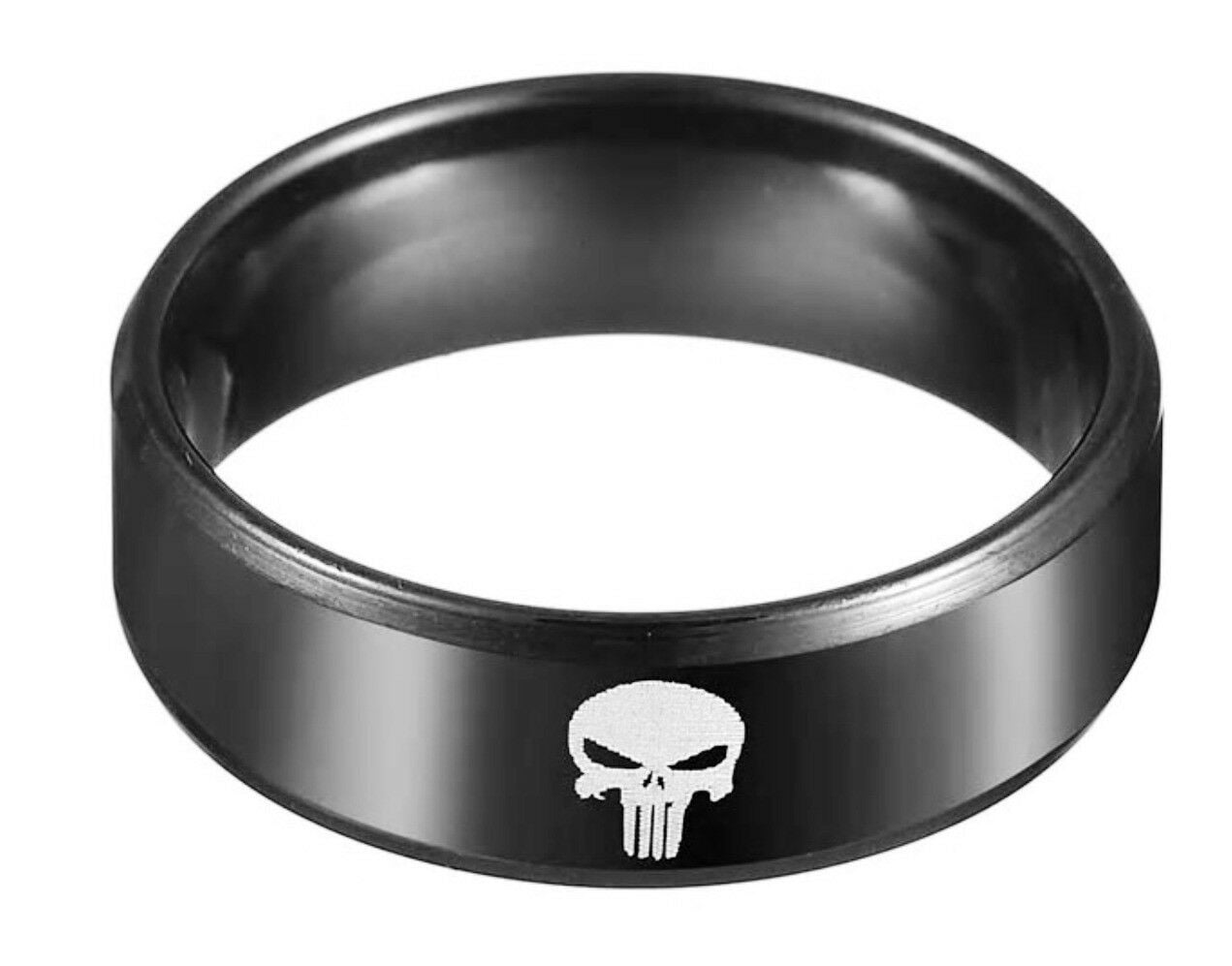 MARVEL  Comics PUNISHER Skull Logo Stainless Steel BAND RING SIZE 13 