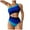 Blue, variant on Swimsuit One Shoulder Bathing Suit Cutout Color Block Swimwear Pink One Piece Swimsuit Women