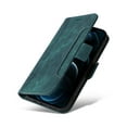 thumbnail image 4 of For iPhone 12 Pro Max Flip Case, Slide Card Pocket Premium PU Leather Folio Flip with Design Card Slots Wrist Strap Shockproof Kickstand Magnetic Protective Cover For iPhone 12 Pro Max, Green, 4 of 12