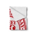 thumbnail image 2 of 16th Birthday Soft Flannel Fleece Blanket, Vintage Rubber Stamp Old Fashioned Greeting Sign Time Flies Theme Print, Cozy Plush for Indoor and Outdoor Use, 50" x 70", Vermilion White, by Ambesonne, 2 of 6