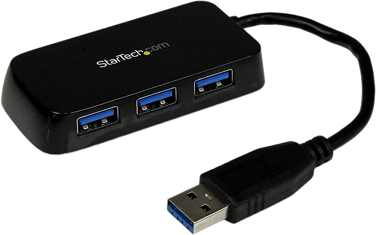 StarTech Portable 4 Port SuperSpeed Mini USB 3.0 Hub (Black) - Four Port Mini USB Hub - External USB 3 Hub