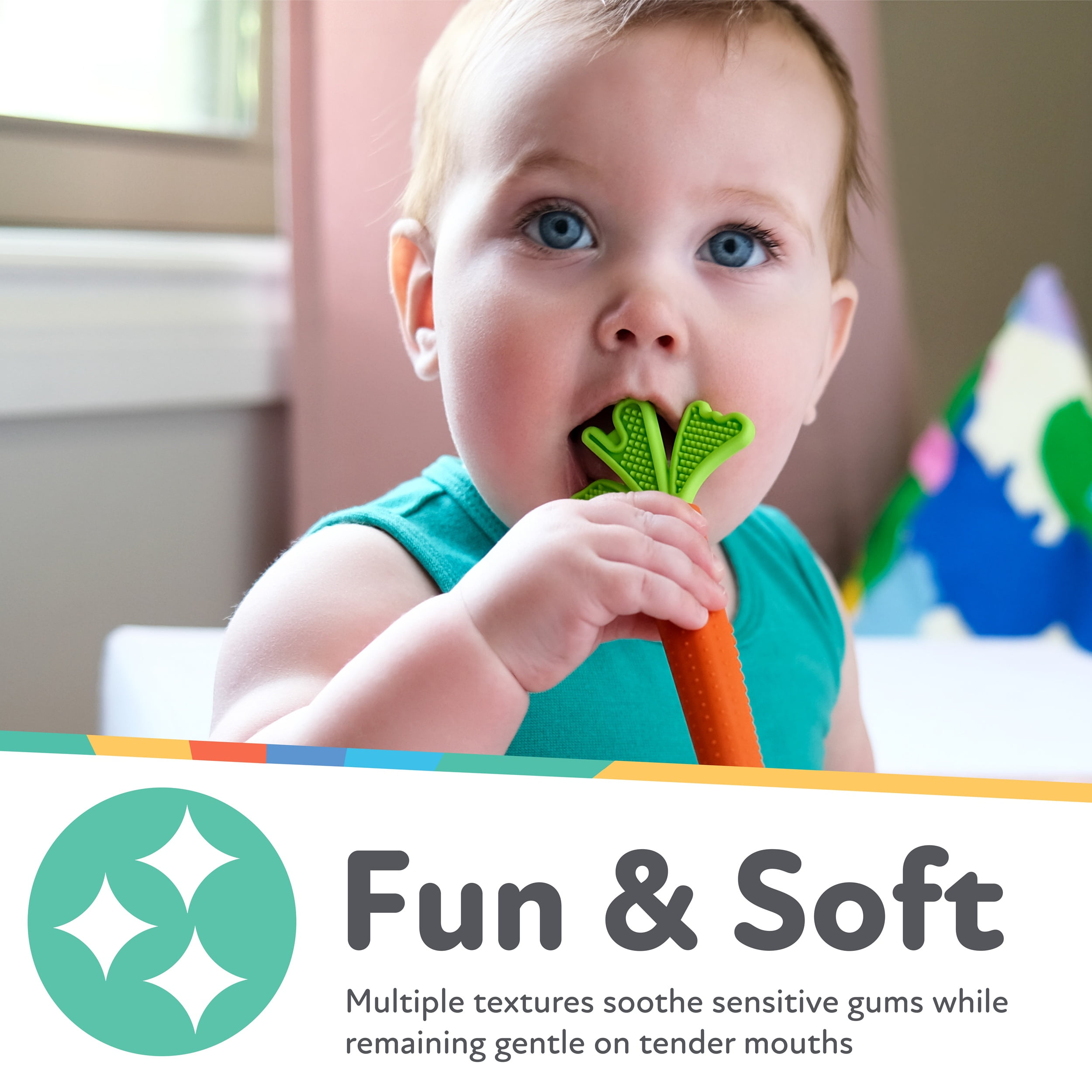 Nuby Silicone Carrot Tube Teether, 3+ Months