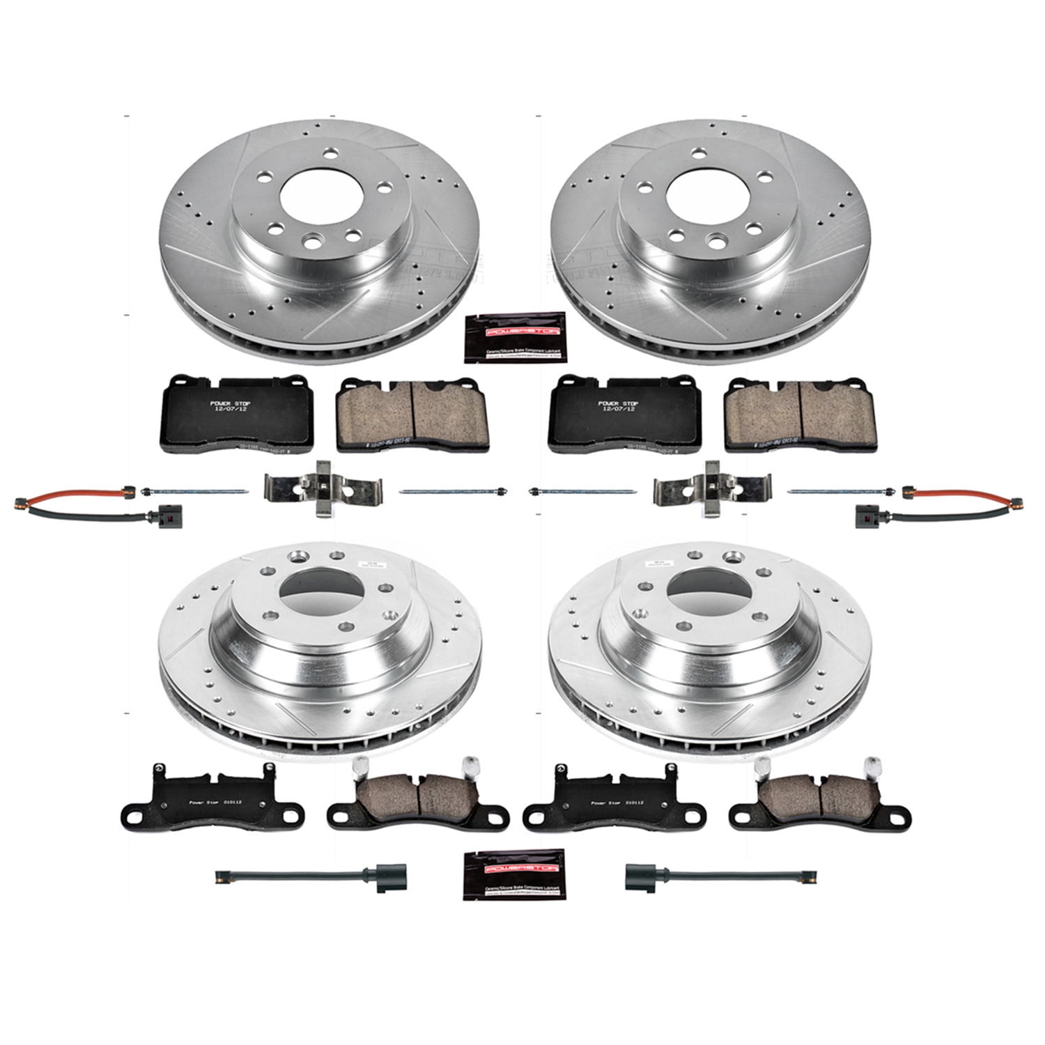 PowerStop Front and Rear Z23 Evolution Sport Carbon-Fiber Ceramic Brake Pad and Drilled & Slotted Rotor Kit Fits: VOLKSWAGEN Select Models K6724