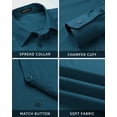 thumbnail image 2 of HISDERN Mens Long Sleeve Dress Shirt with Matching Tie and Handkerchief Set Formal Green Button Down, 2 of 8