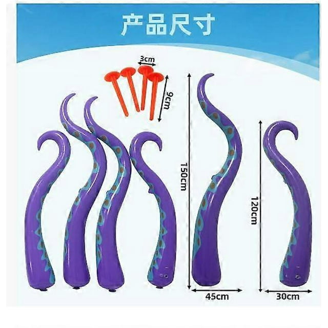 4pcs Inflatable Octopus: Halloween Inflatable Octopus Tentacles For Window - Blow Up Party Decorations - Reusable For Ocean Theme Or Kids Room Decor